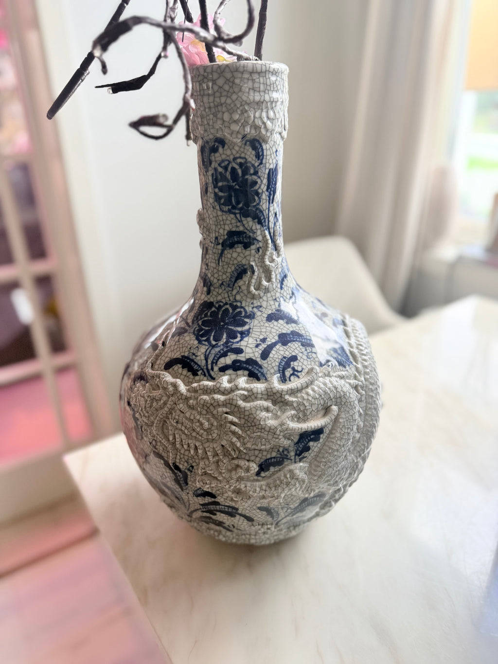 Celestial Healing Globe Vase with Dragon Decoration