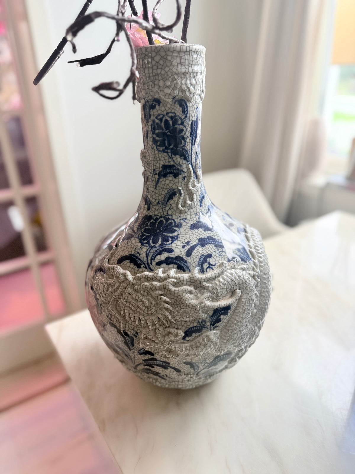 Celestial Healing Globe Vase with Dragon Decoration