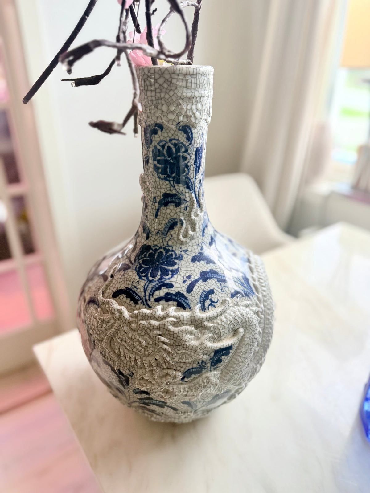 Celestial Healing Globe Vase with Dragon Decoration