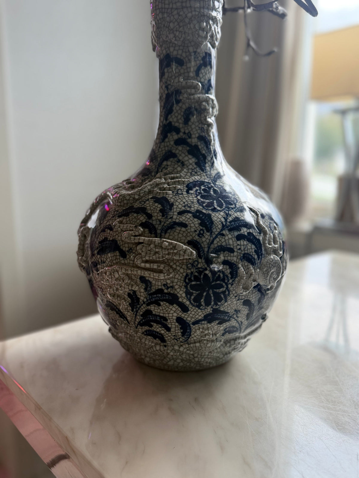 Celestial Healing Globe Vase with Dragon Decoration