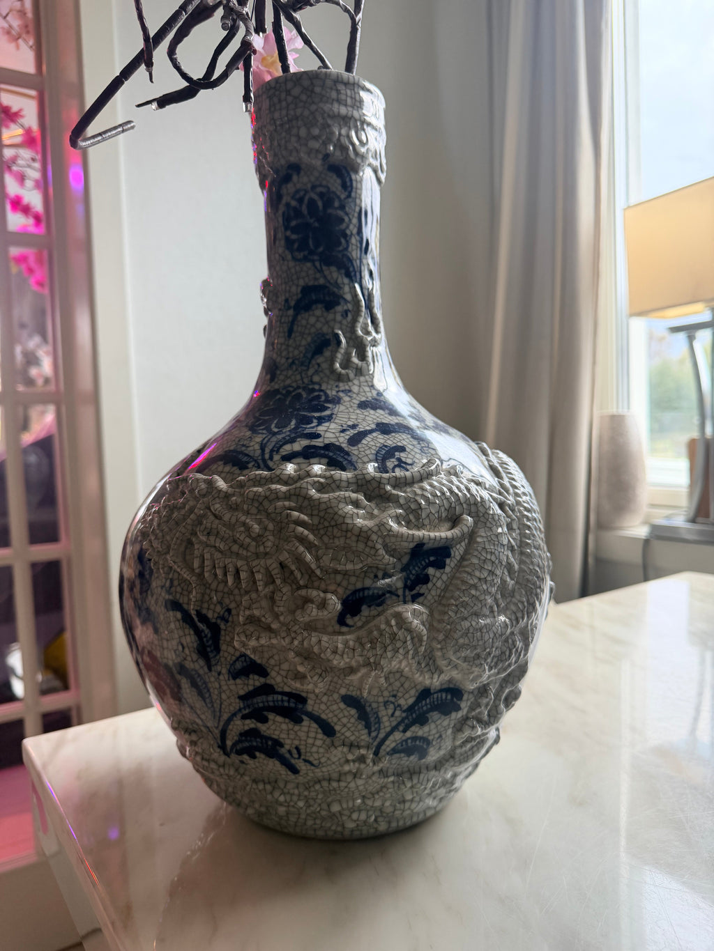 Celestial Healing Globe Vase with Dragon Decoration
