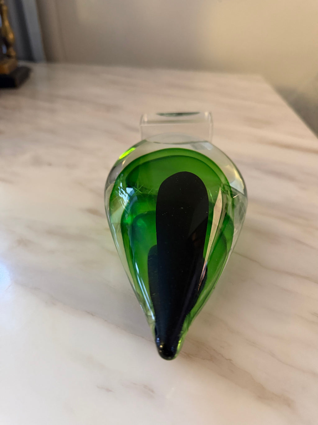 AFJM-0046: Murano Sommerso Droppskulptur – Grönt & Svart Konstglas, Italien 1960/70-tal