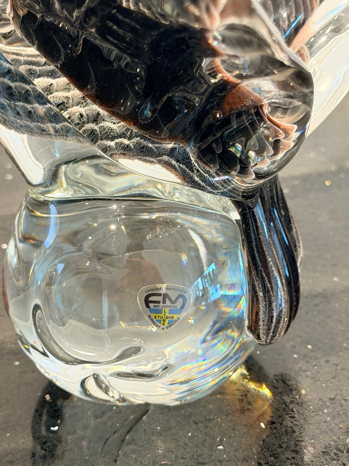 Originaletikett FM Art Crystal Genuine Handmade Studio Ronneby Sweden
