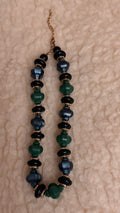 ATLAS 033 vintage statement-halsband i grönt, blågrått och svart